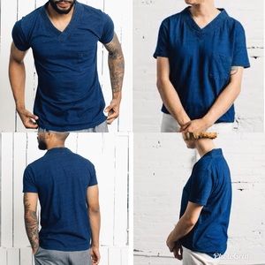 Kapital Men’s Indigo V-Neck Medium Jersey Tee